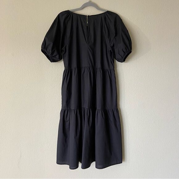 Everlane The Tiered Cotton Midi Black Shirt Dress Size 2 - Picture 10 of 12